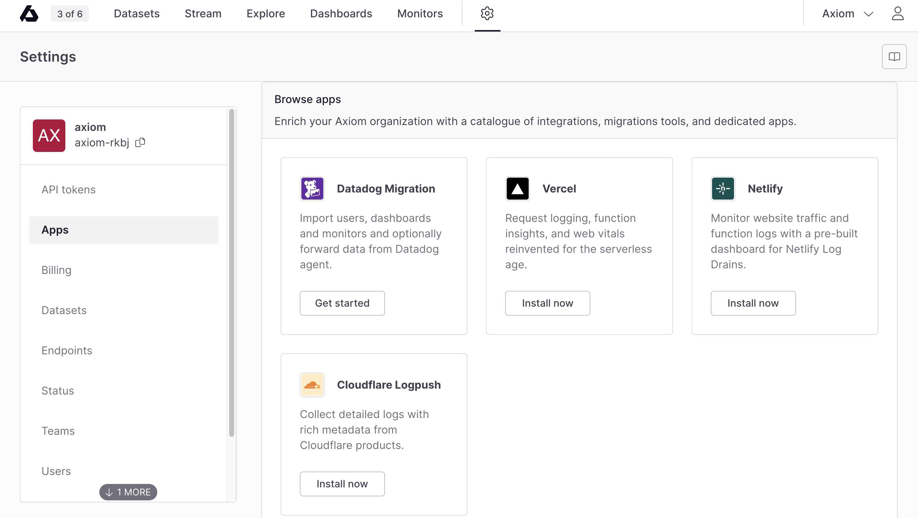 Install CloudFlare Logpush App