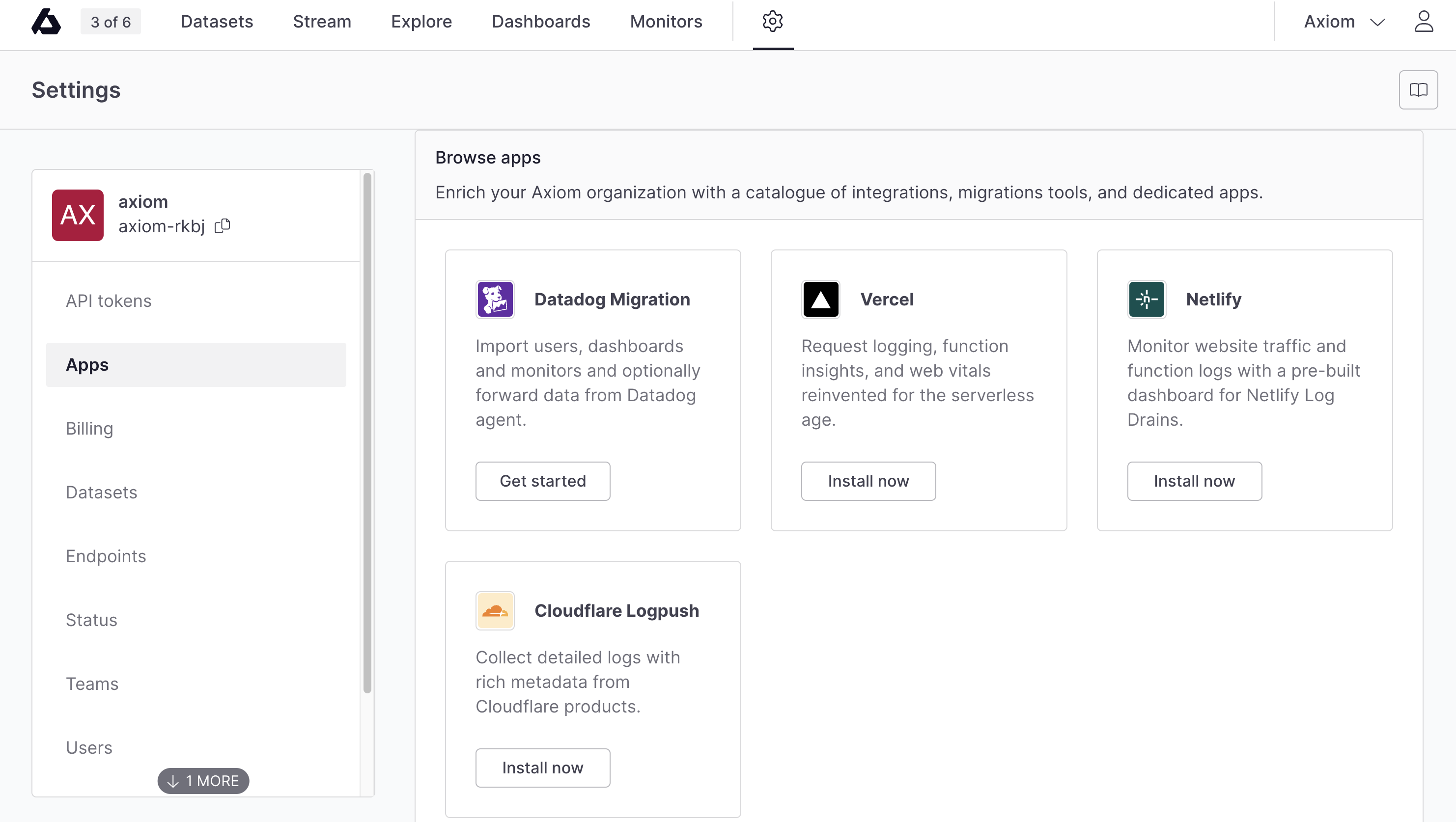 Install CloudFlare Logpush App