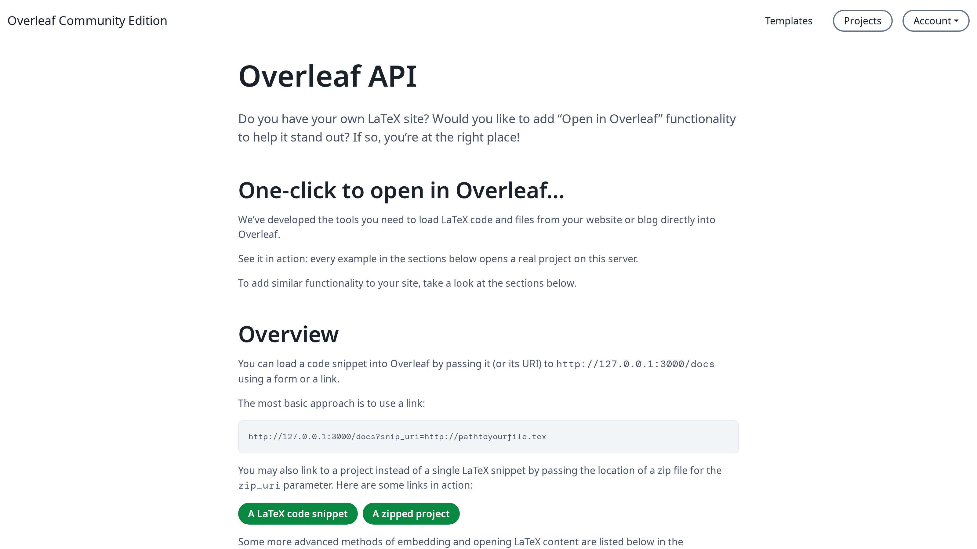 Open in Overleaf API page