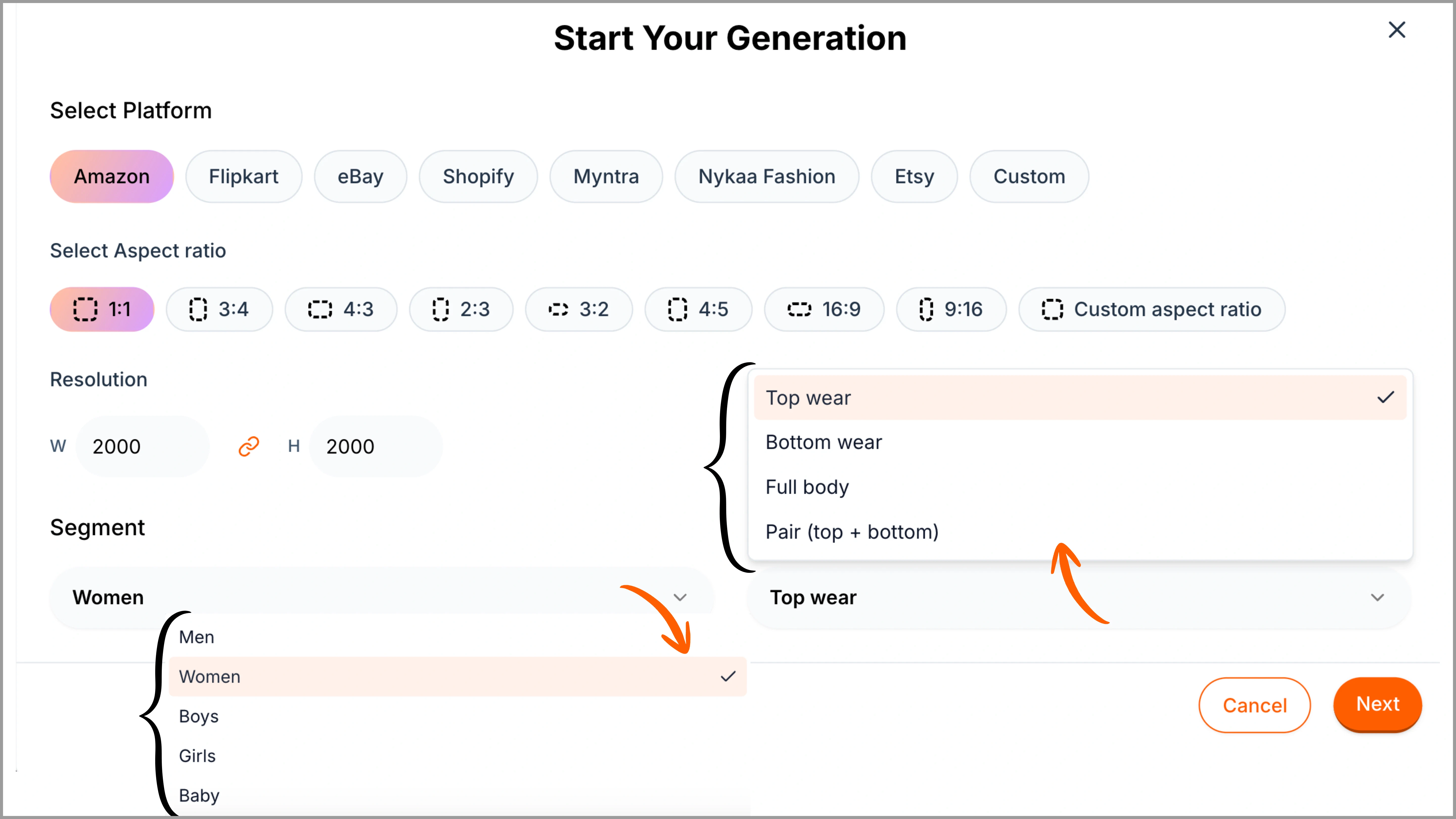 Garment categories overview