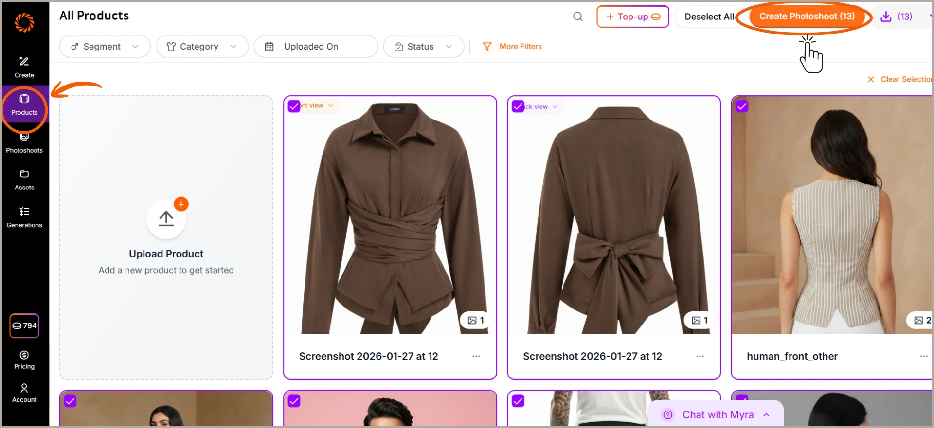 Bulk create photoshoot