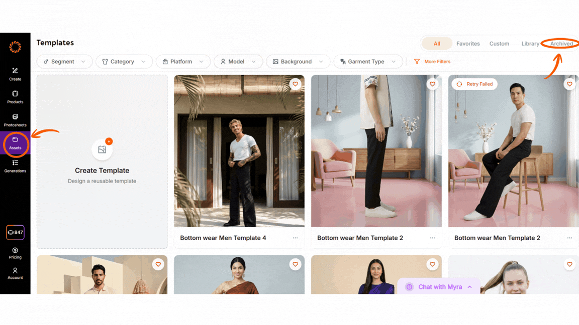 Archive and unarchive templates