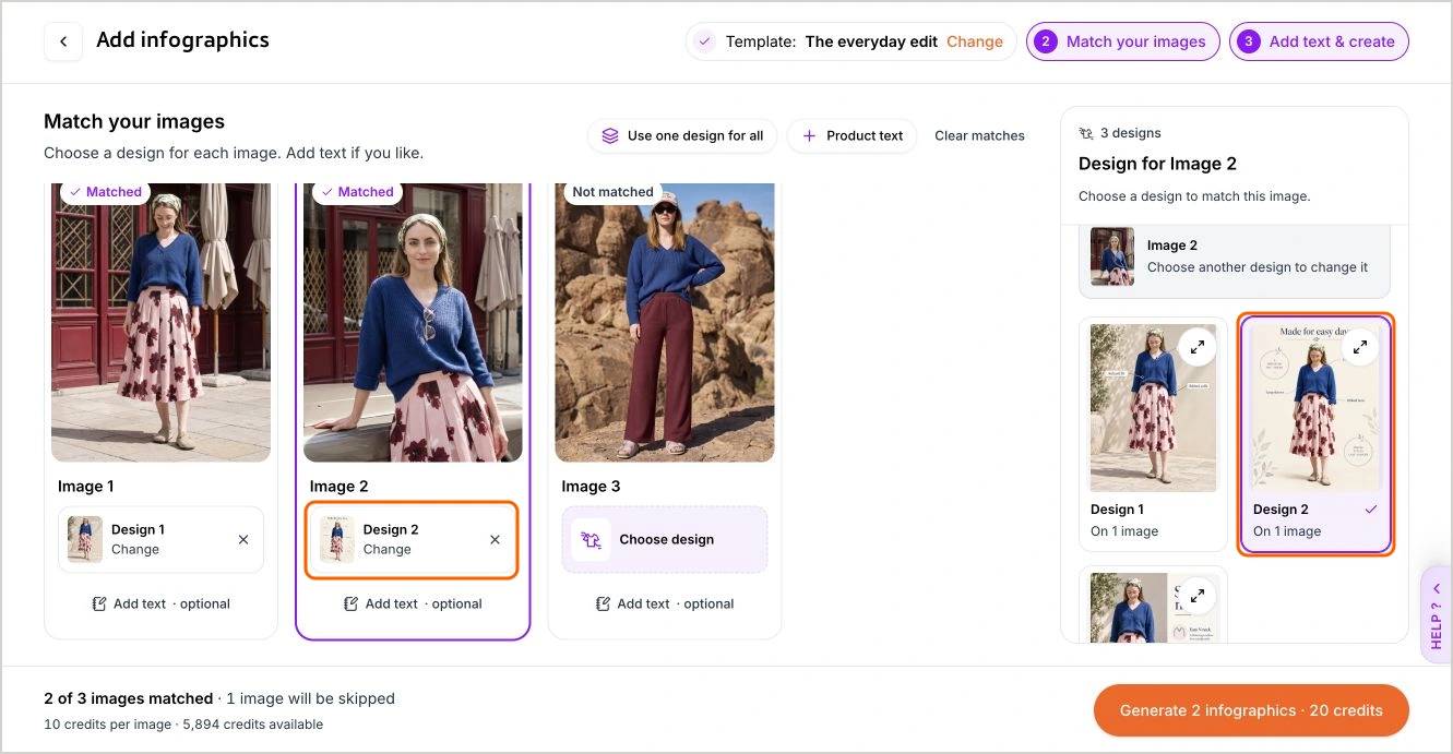 Match designs to images
