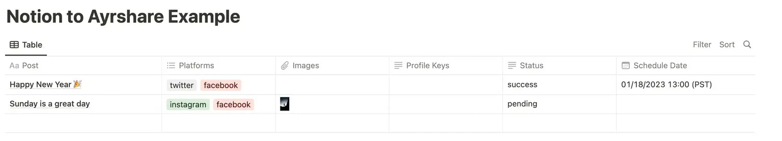 Notion Database Examples