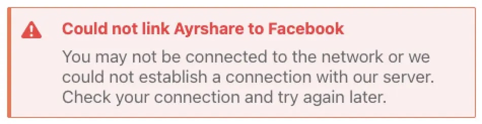 Could not link Ayrshare to Facebook