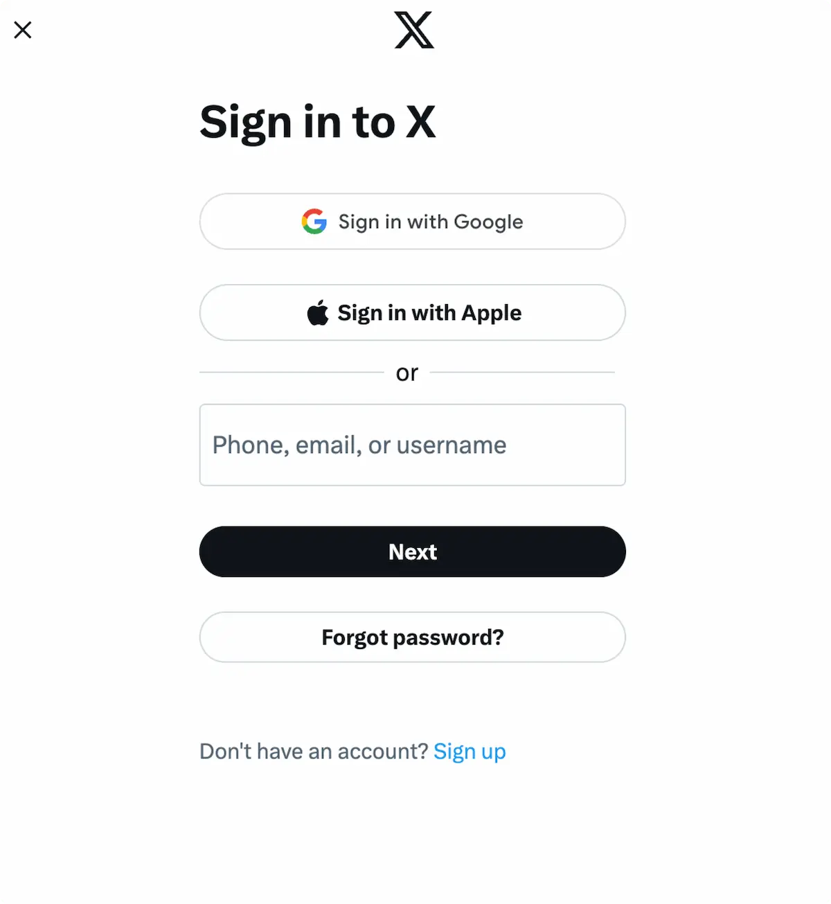 Login via X account