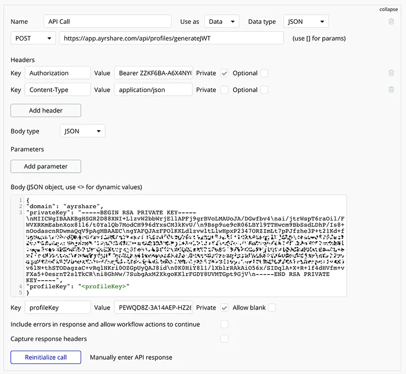 Enter the JWT Token in Bubble
