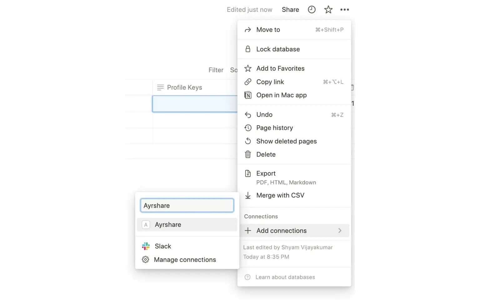 Connect the Notion Database