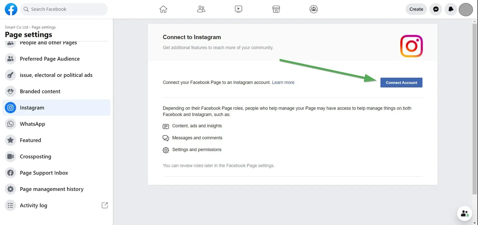 Connect Instagram to Facebook