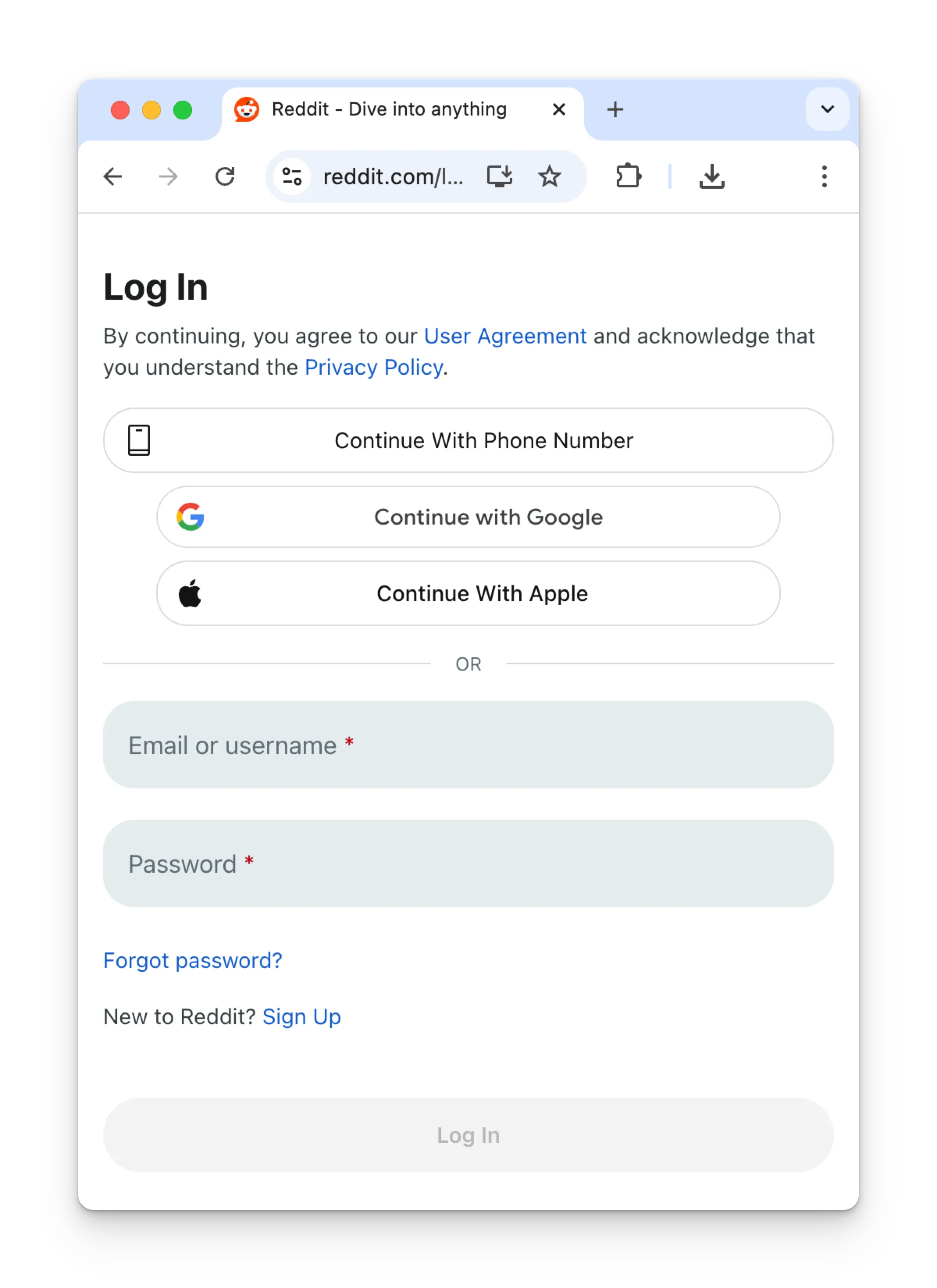 Reddit login