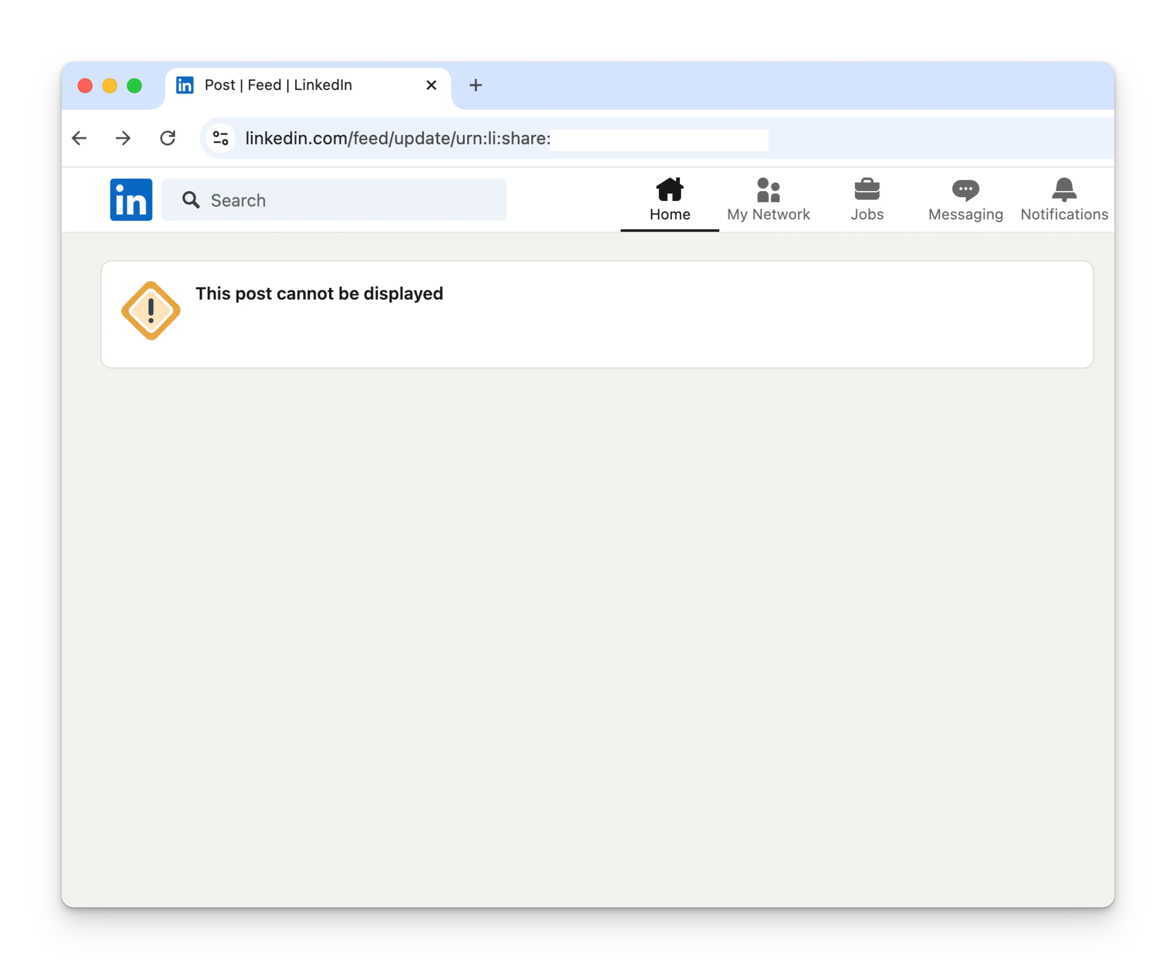 linkedin post not displayed