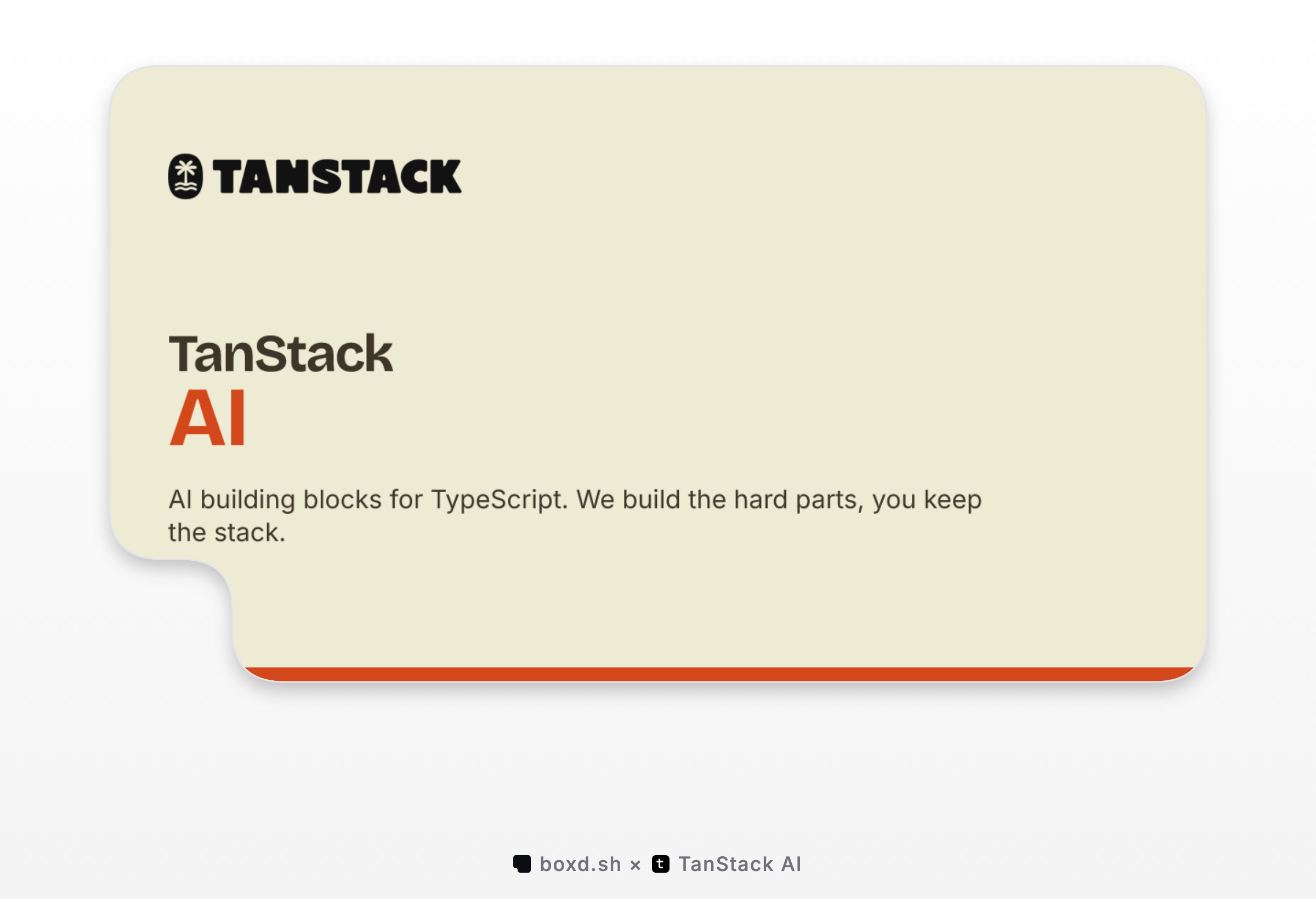 boxd.sh and TanStack AI, the TanStack AI card on a boxd frame