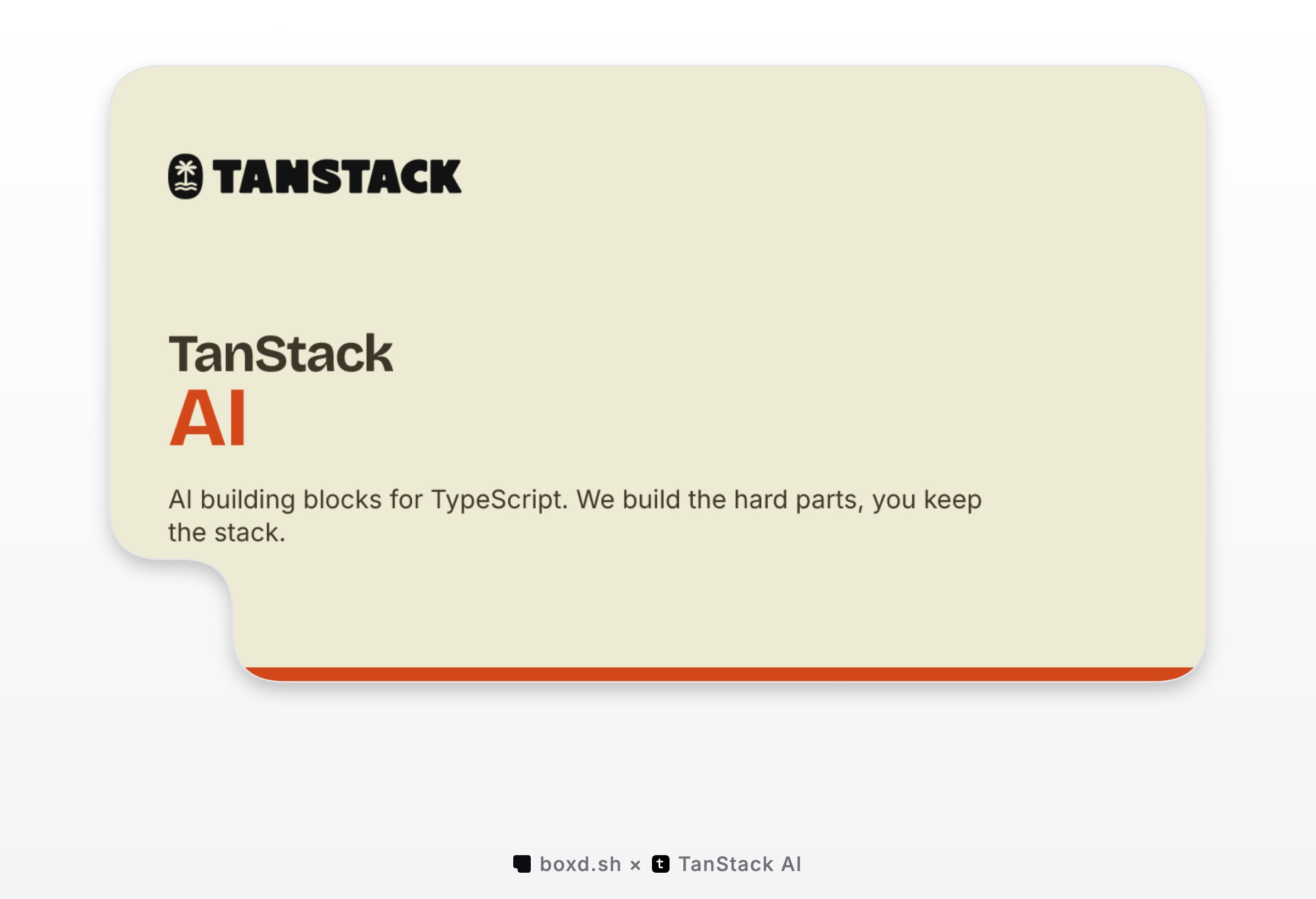 boxd.sh and TanStack AI, the TanStack AI card on a boxd frame