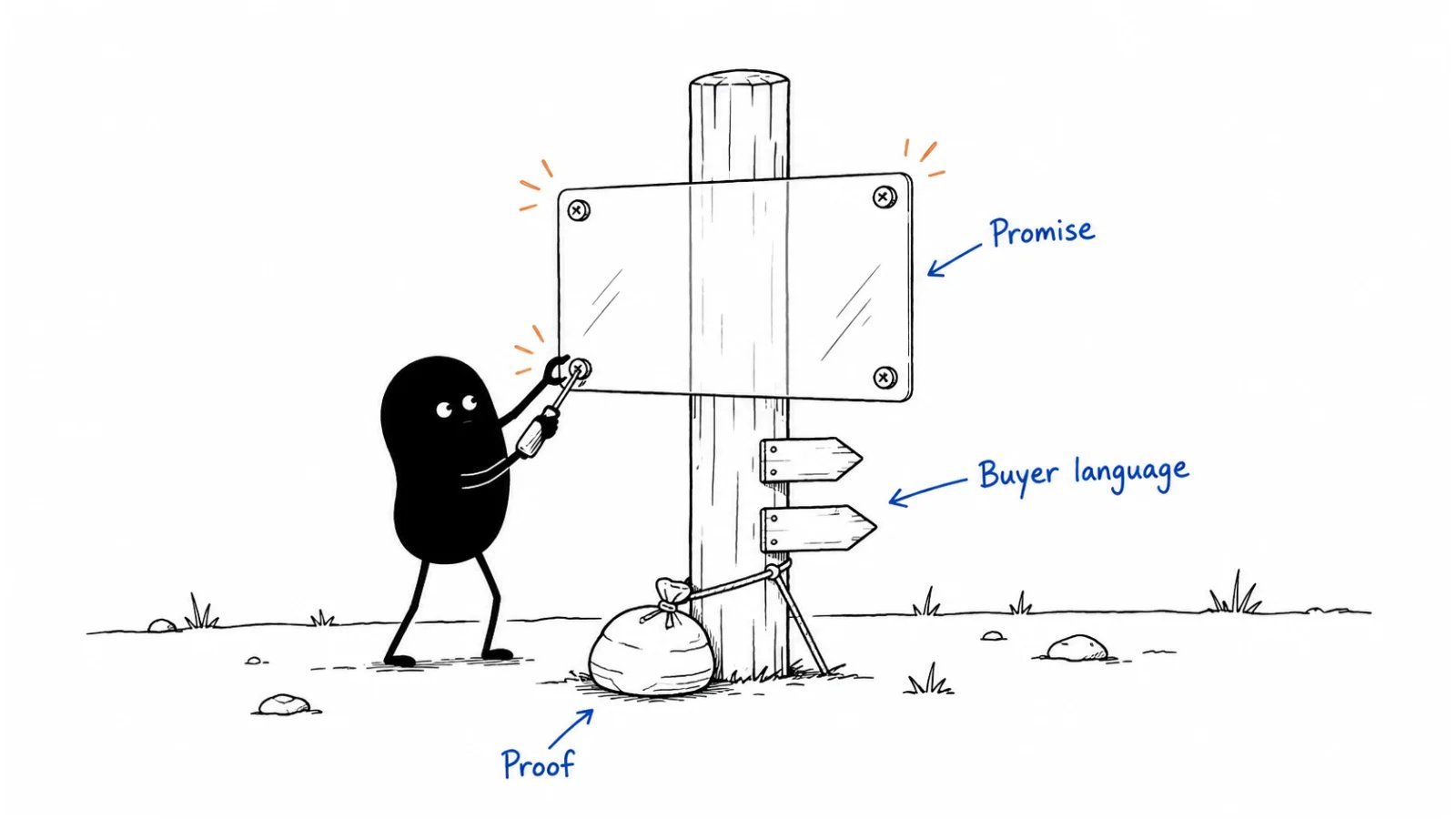 One main promise; Proof for the claim; Words for each buyer