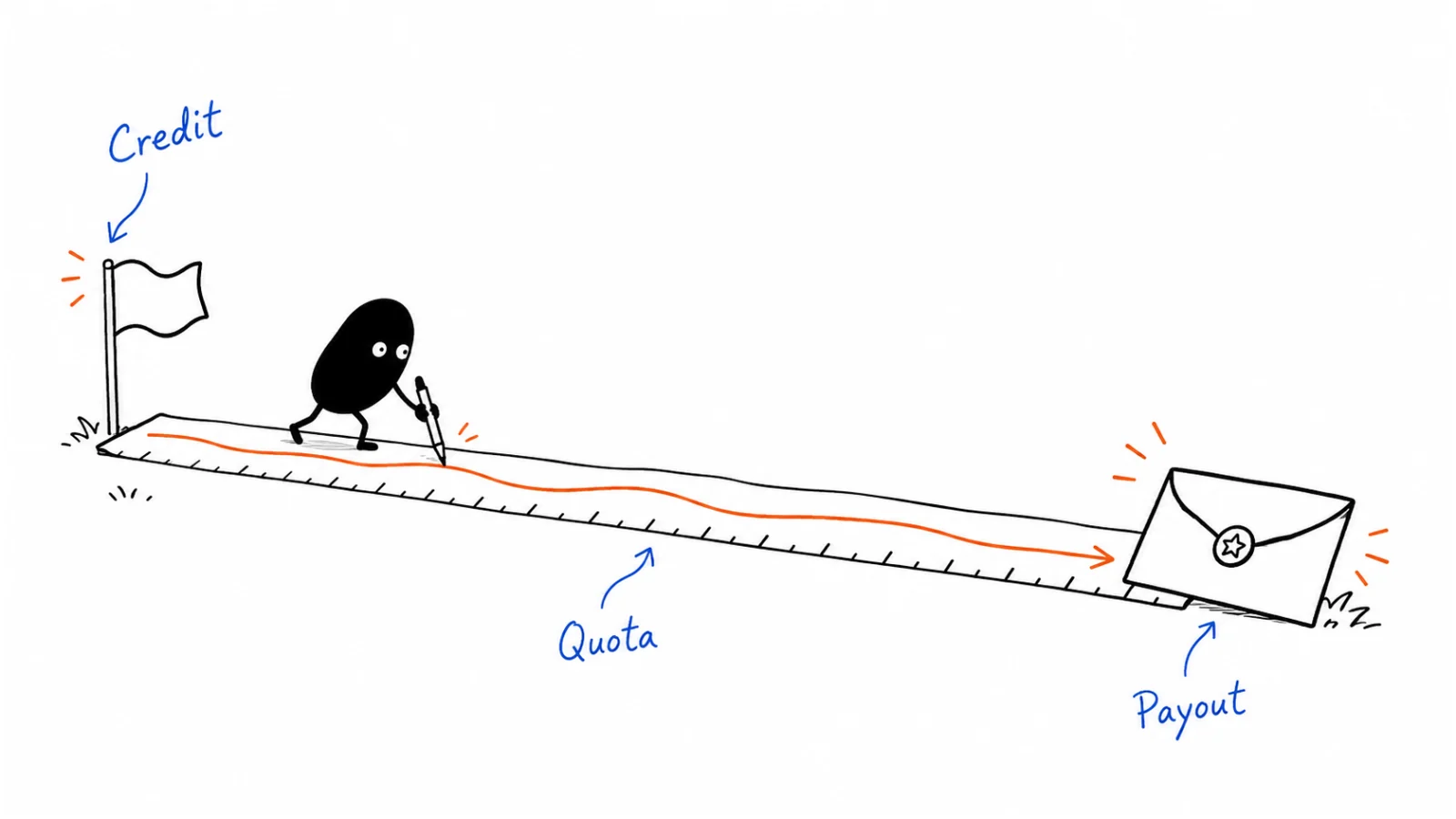 Define credit and quota; Model the payout; Explain the plan clearly