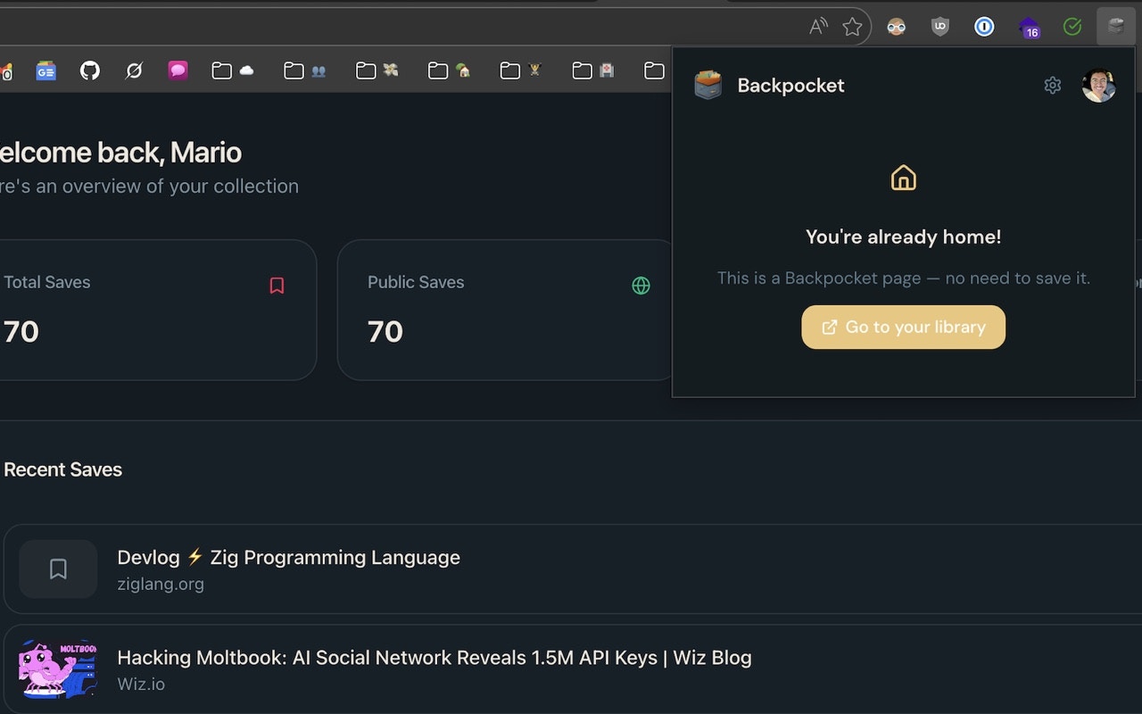 Backpocket extension — recent saves