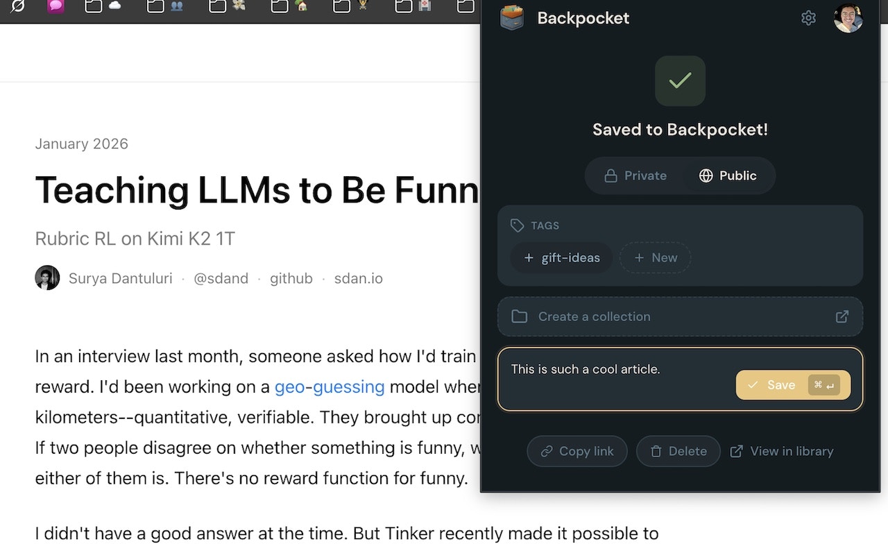 Backpocket extension — save successful