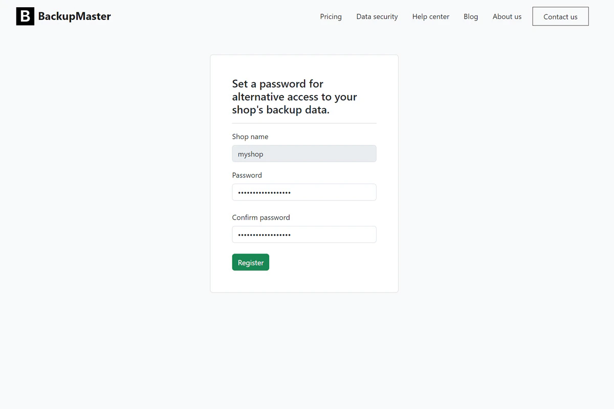 Setting up a password for the alternative access portal