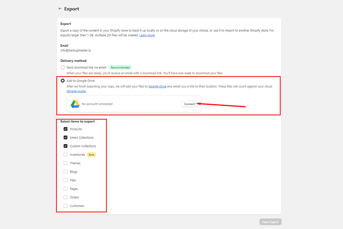 Upload to Google Drive option