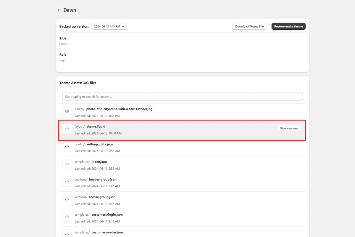 List of individual theme assets