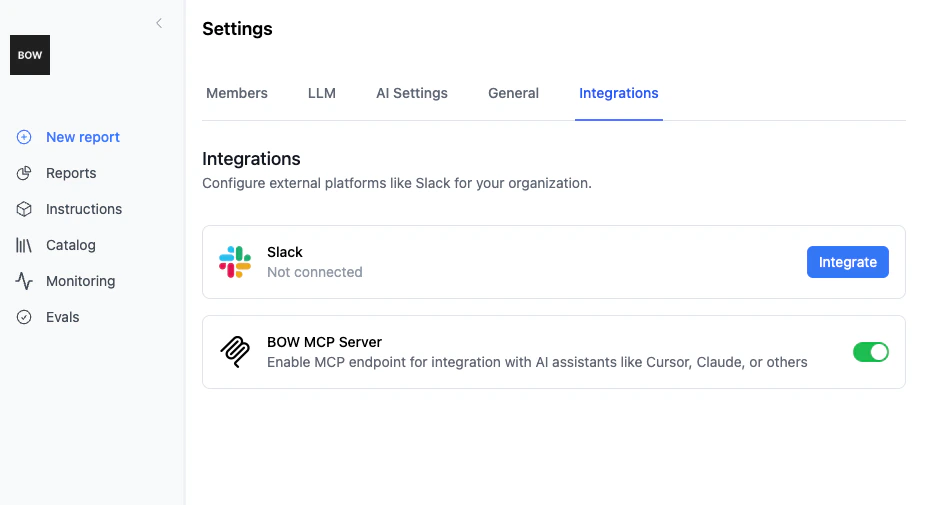 MCP Server Integration Toggle