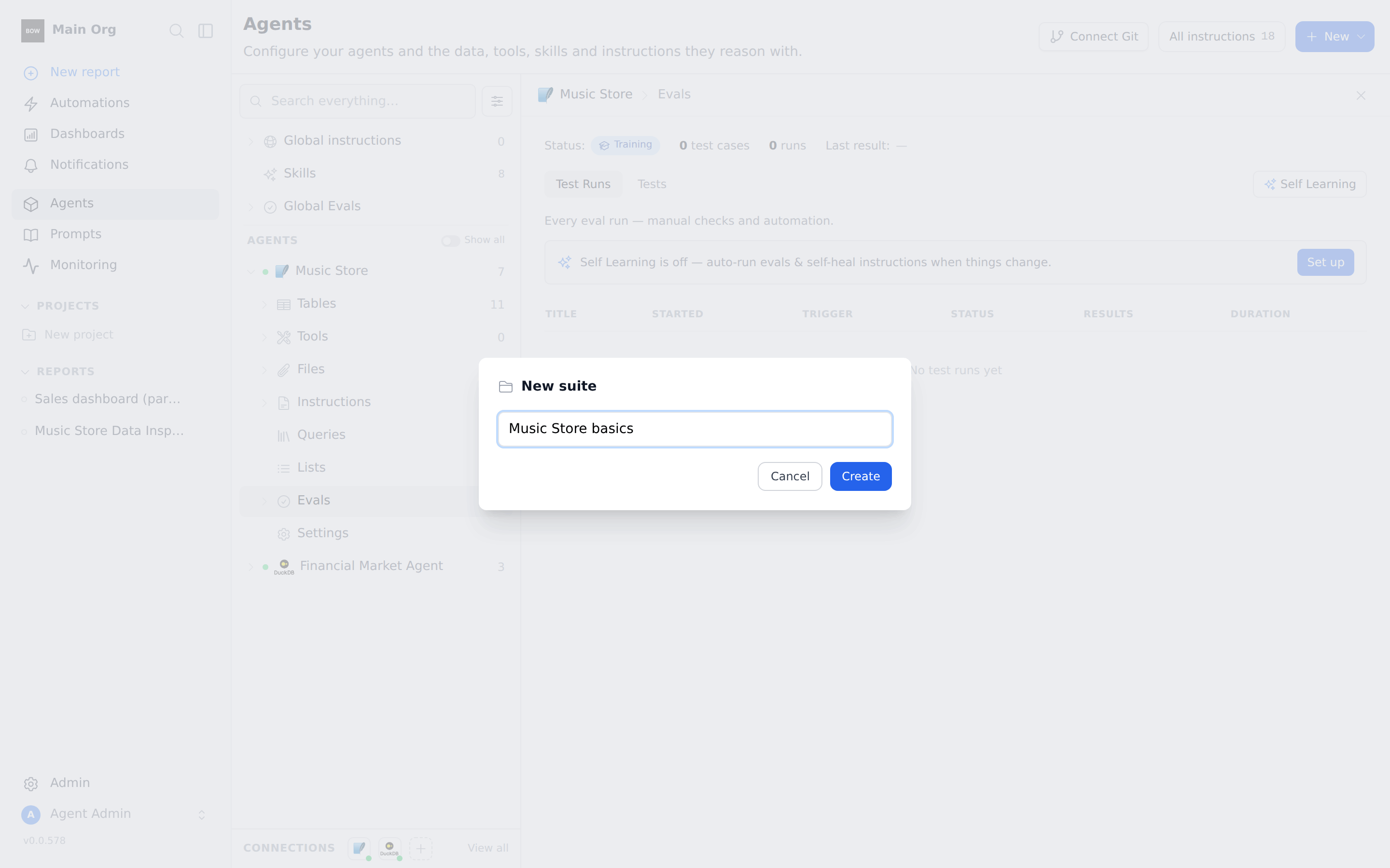 The New suite dialog