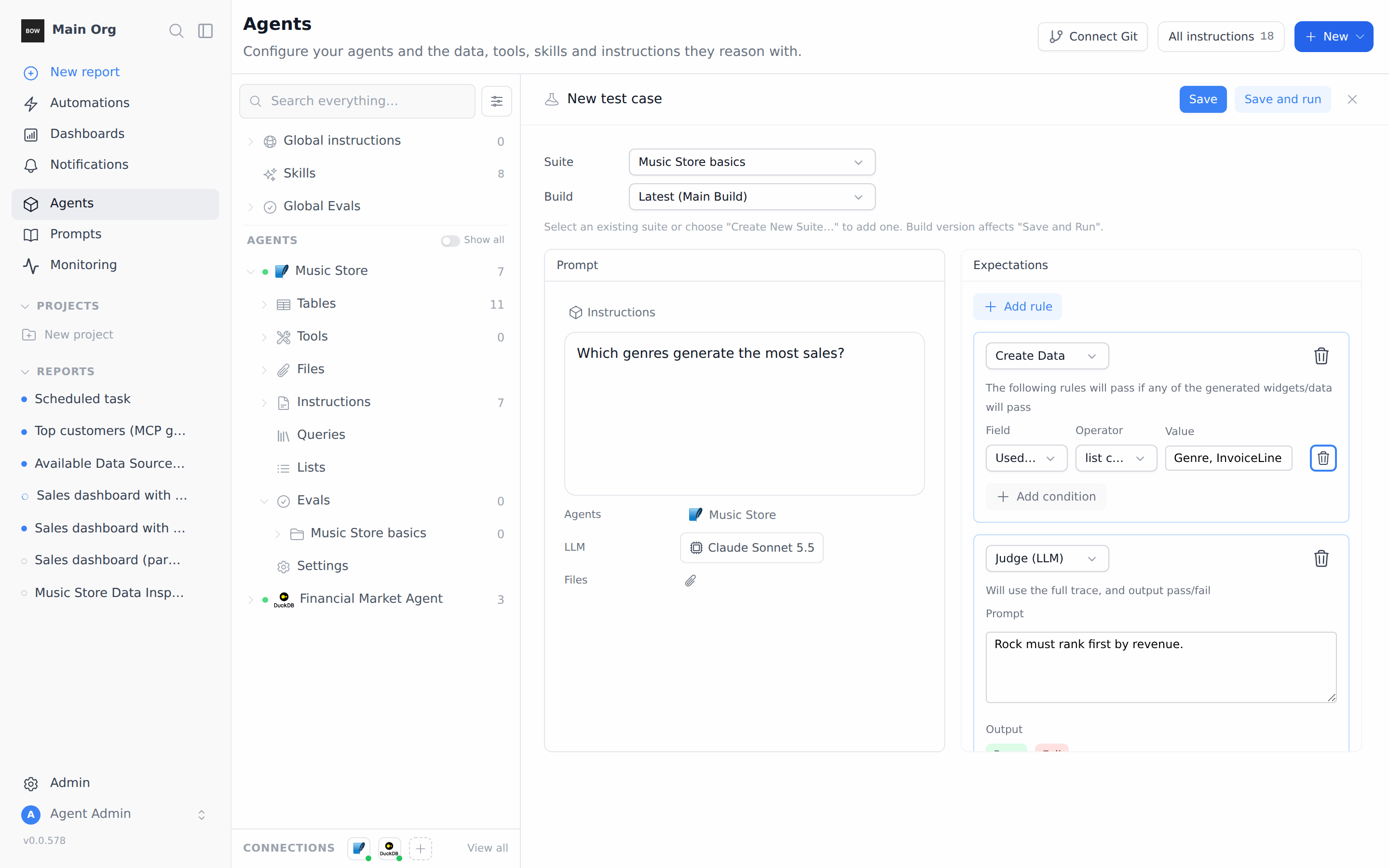 A test case with a Create Data rule and a Judge rule