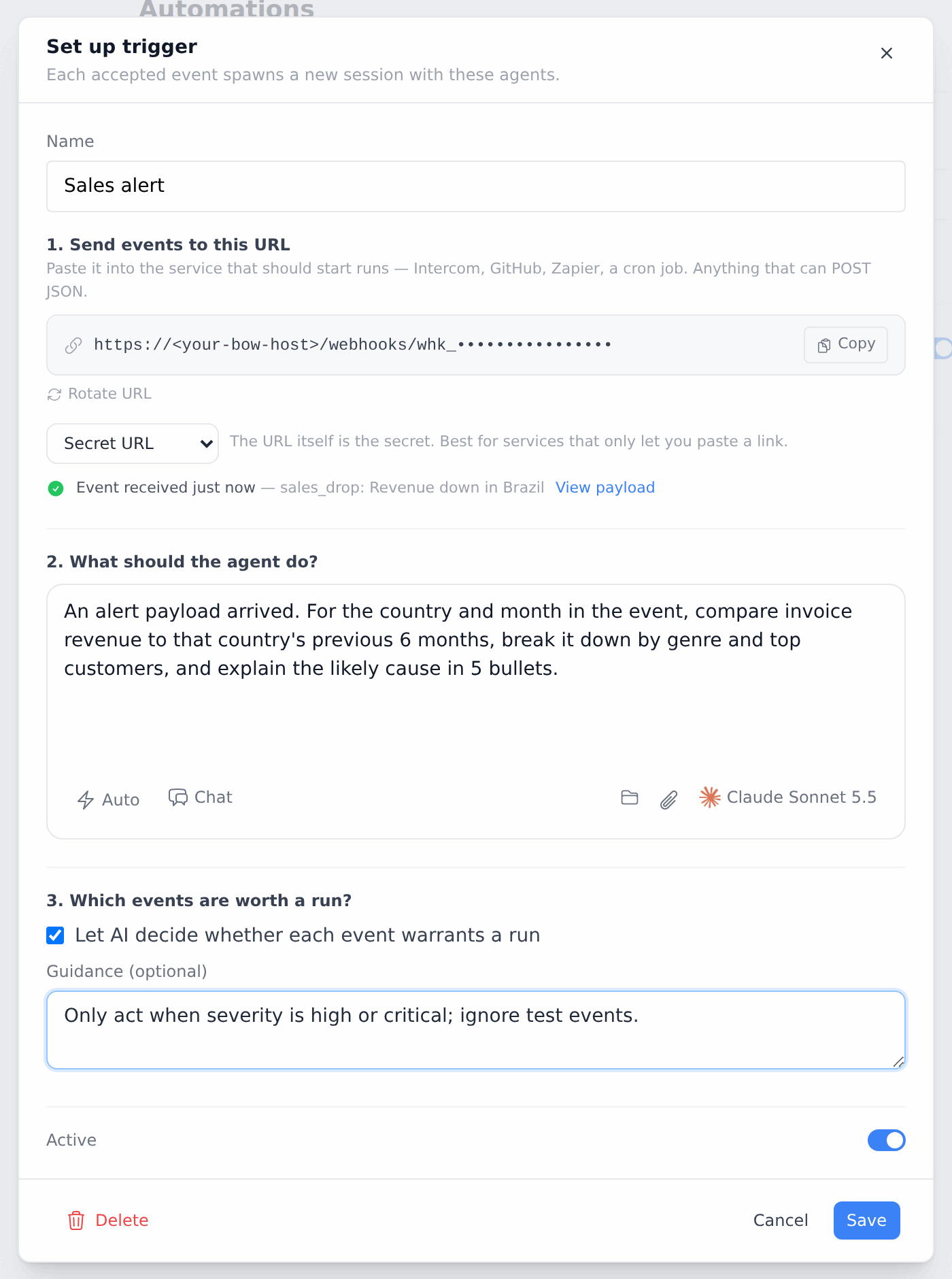 Task, AI filter and guidance, ready to save