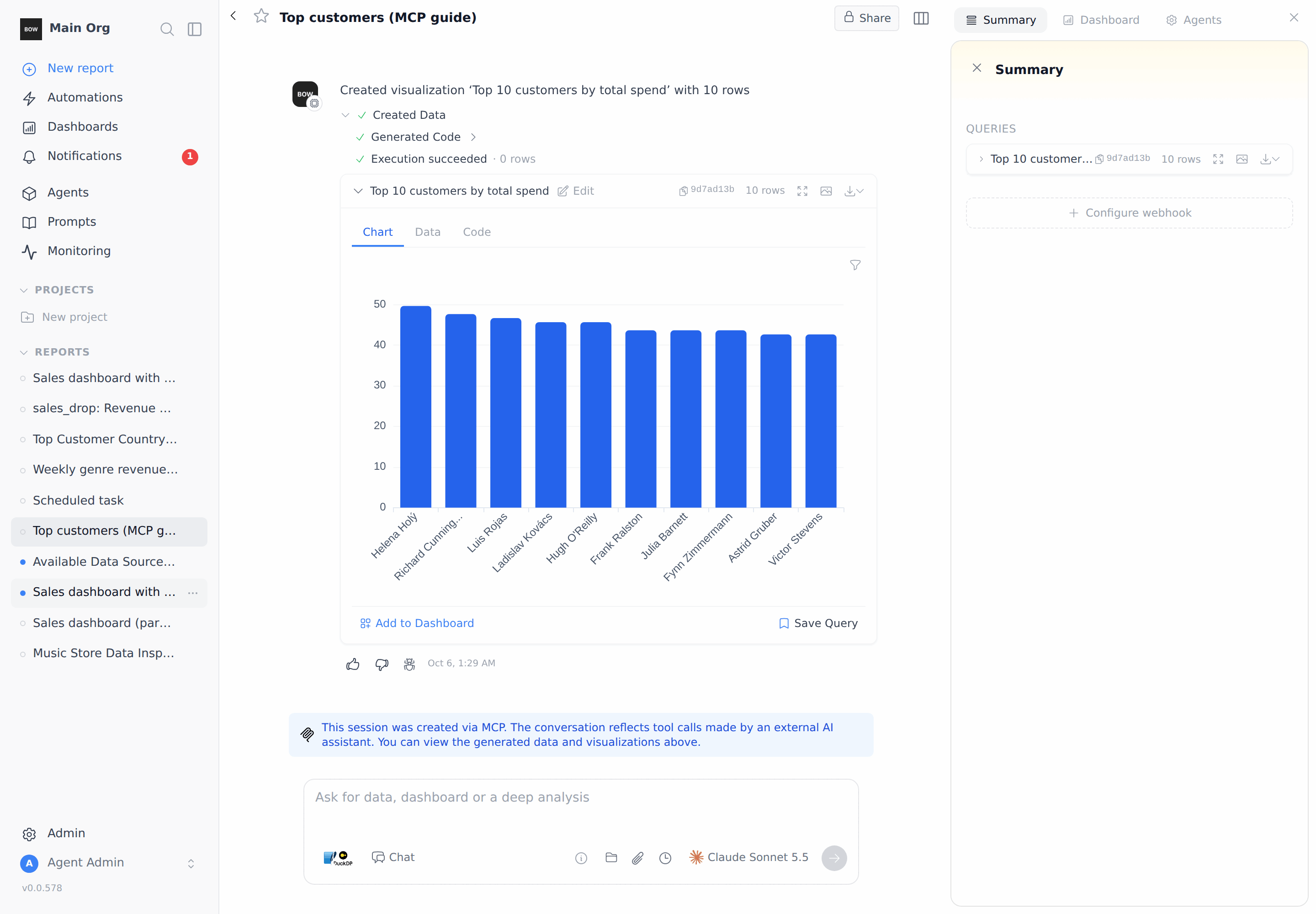 A report created from Claude Code over MCP