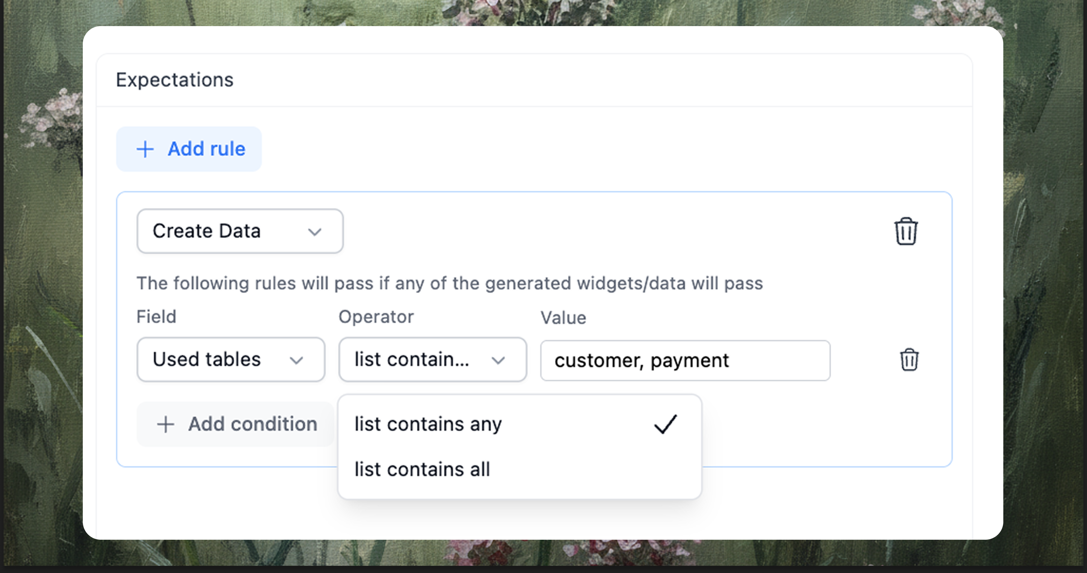 Expectation - Tables