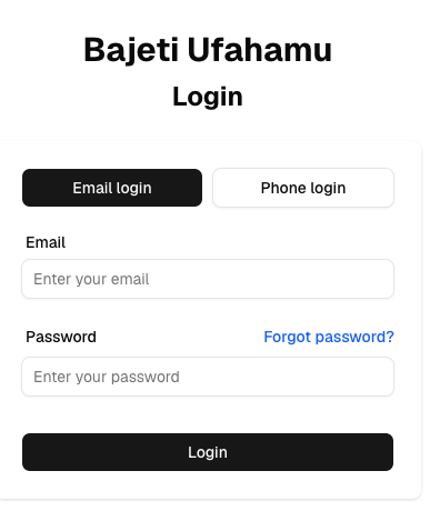 Email login and Phone login tabs