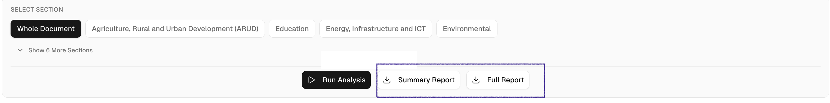 Summary Report and Full Report buttons