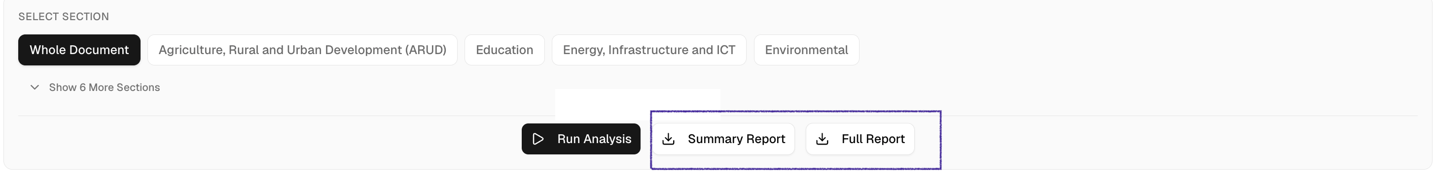 Summary Report and Full Report buttons