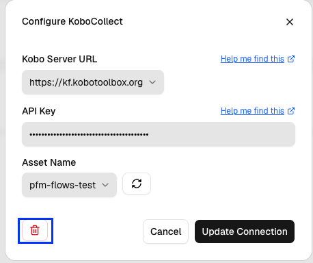 Delete connector confirmation dialog