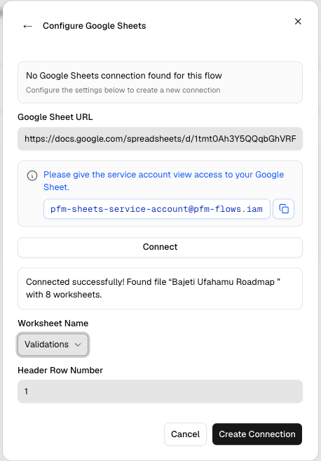Connecting to a Google Sheet