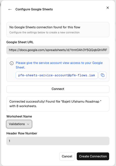 Connecting to a Google Sheet