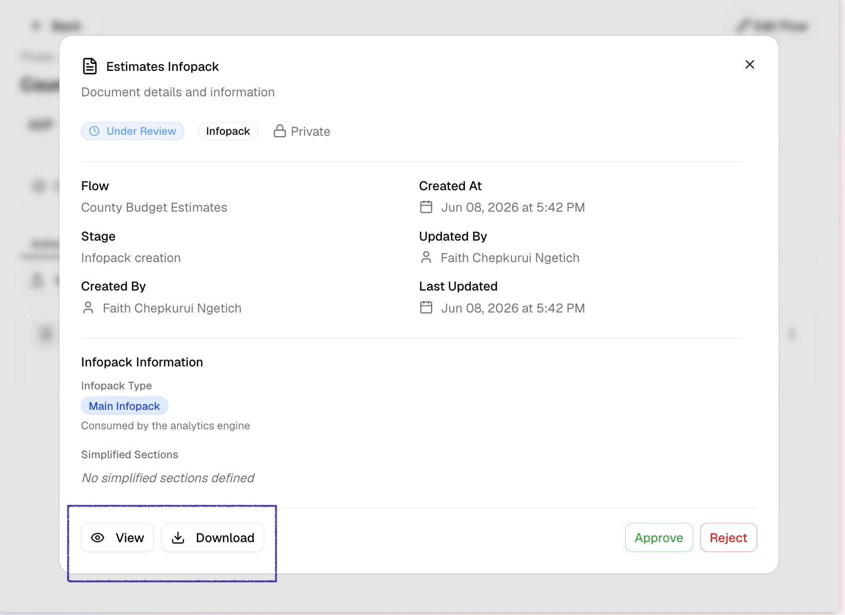 Download button on a document