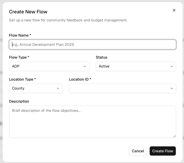 Create Flow form