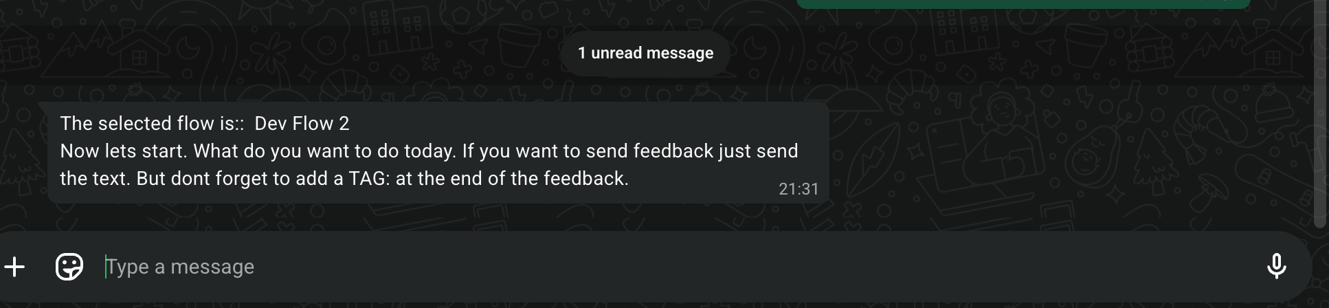 Opening a flow to send feedback