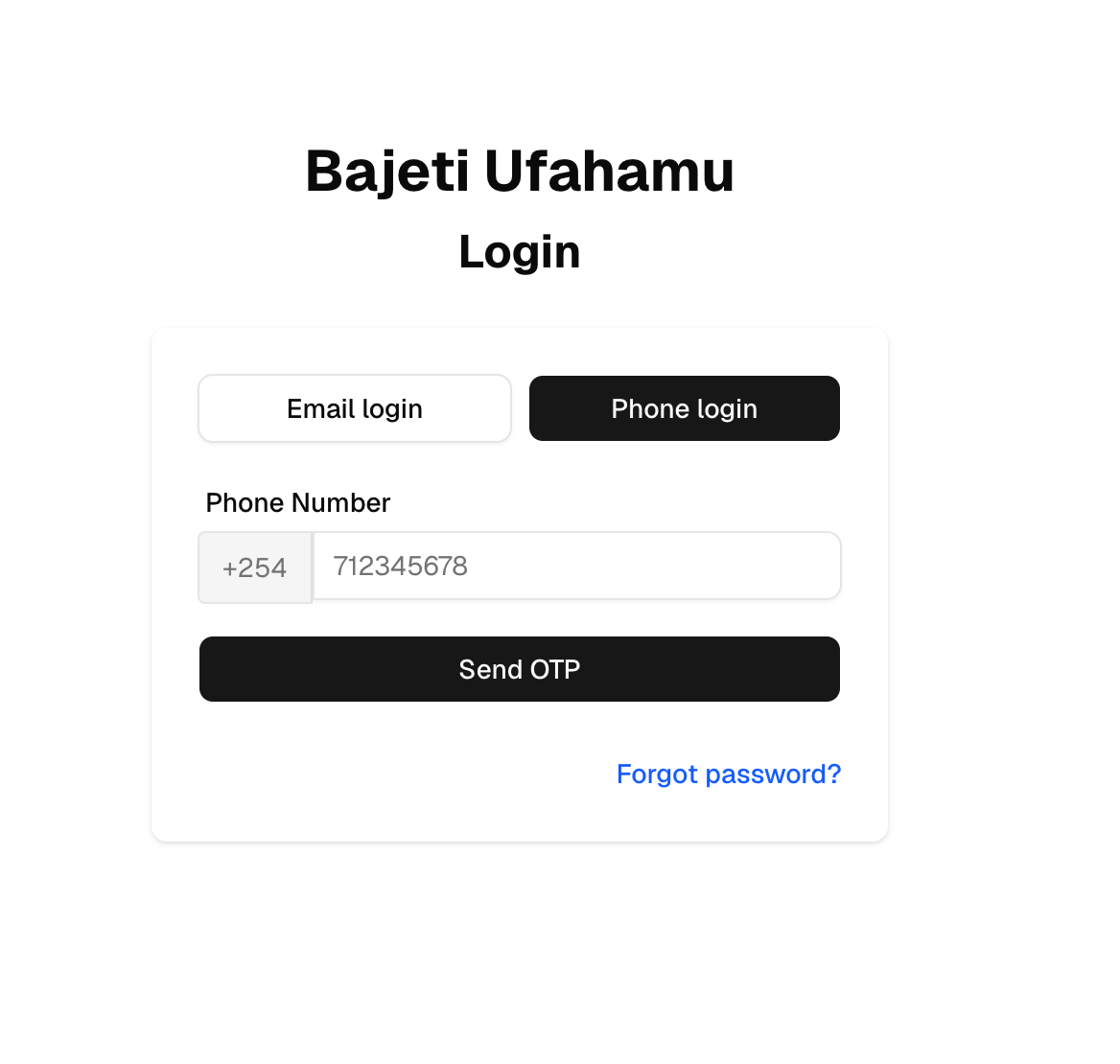 Phone Login button