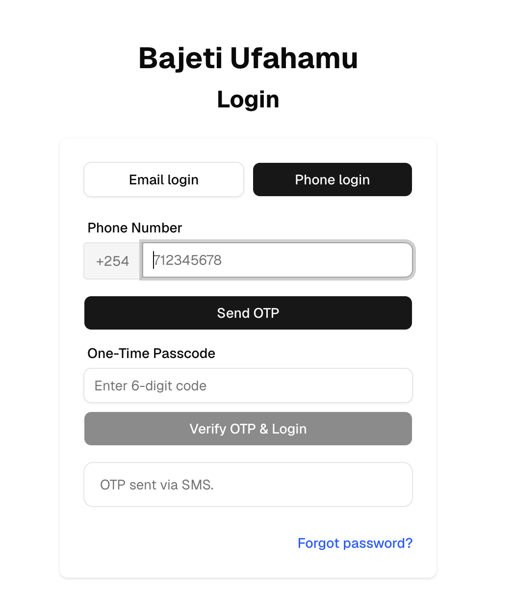 Verify OTP card