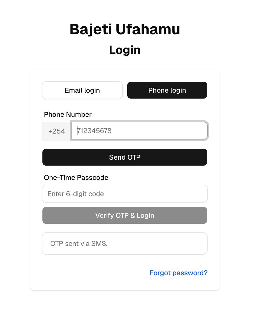 Verify OTP card