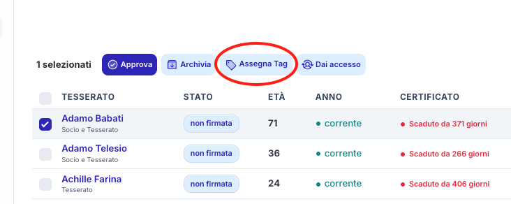 Assegna Tag