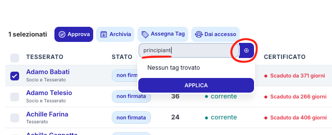 Assegna Tag