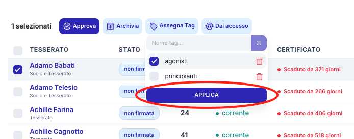 Assegna Tag