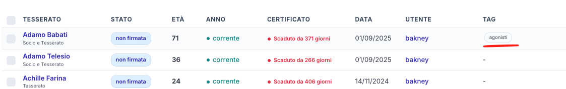 Assegna Tag