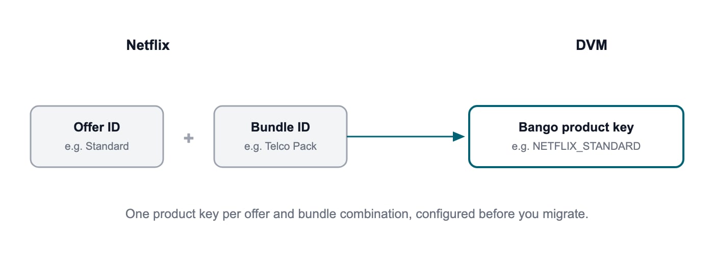 Netflix product mapping into DVM