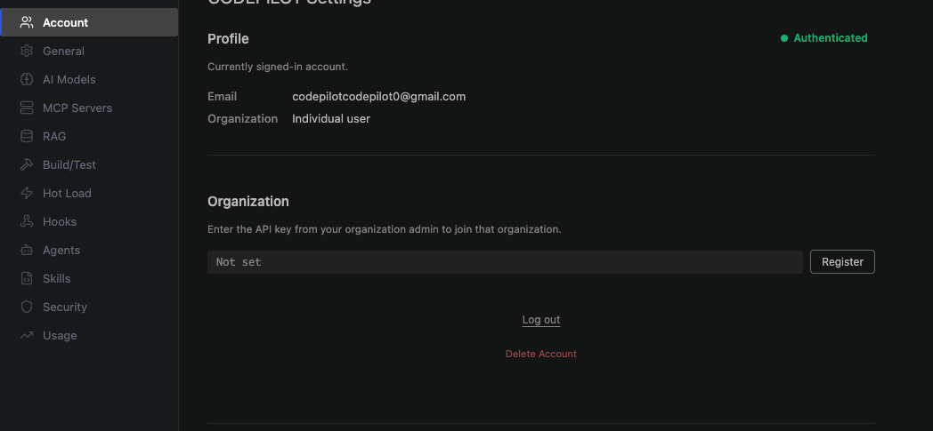Account settings