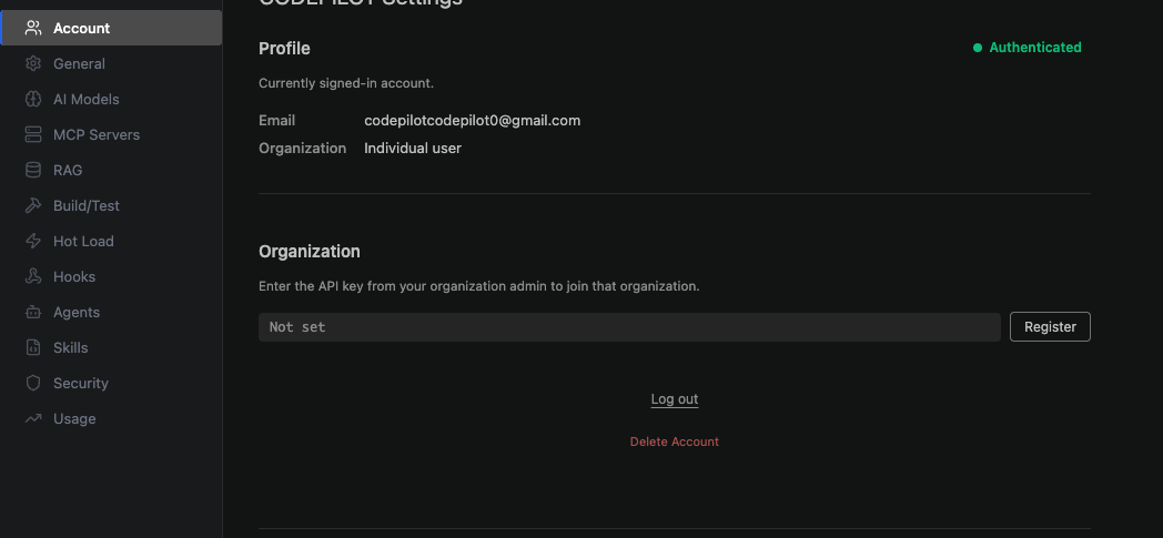 Account settings