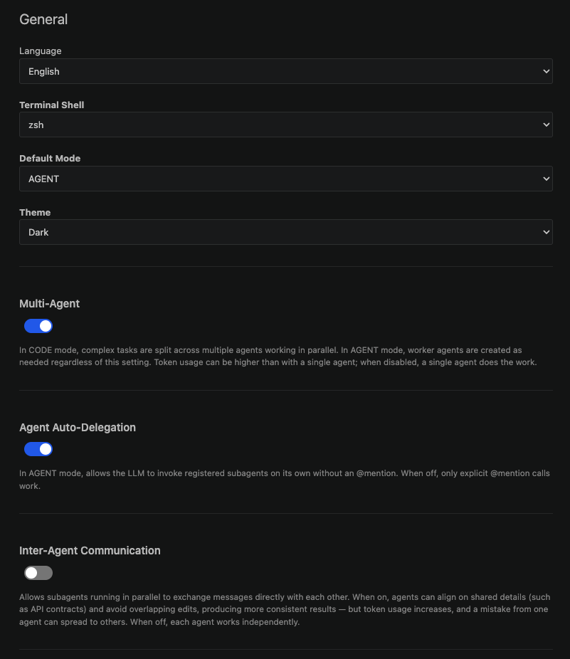 General settings